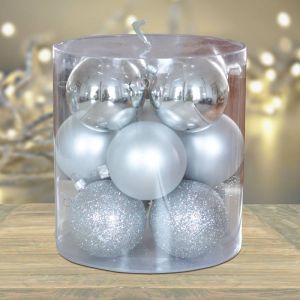 Kerstballen onbreekbaar 7 cm Zilver